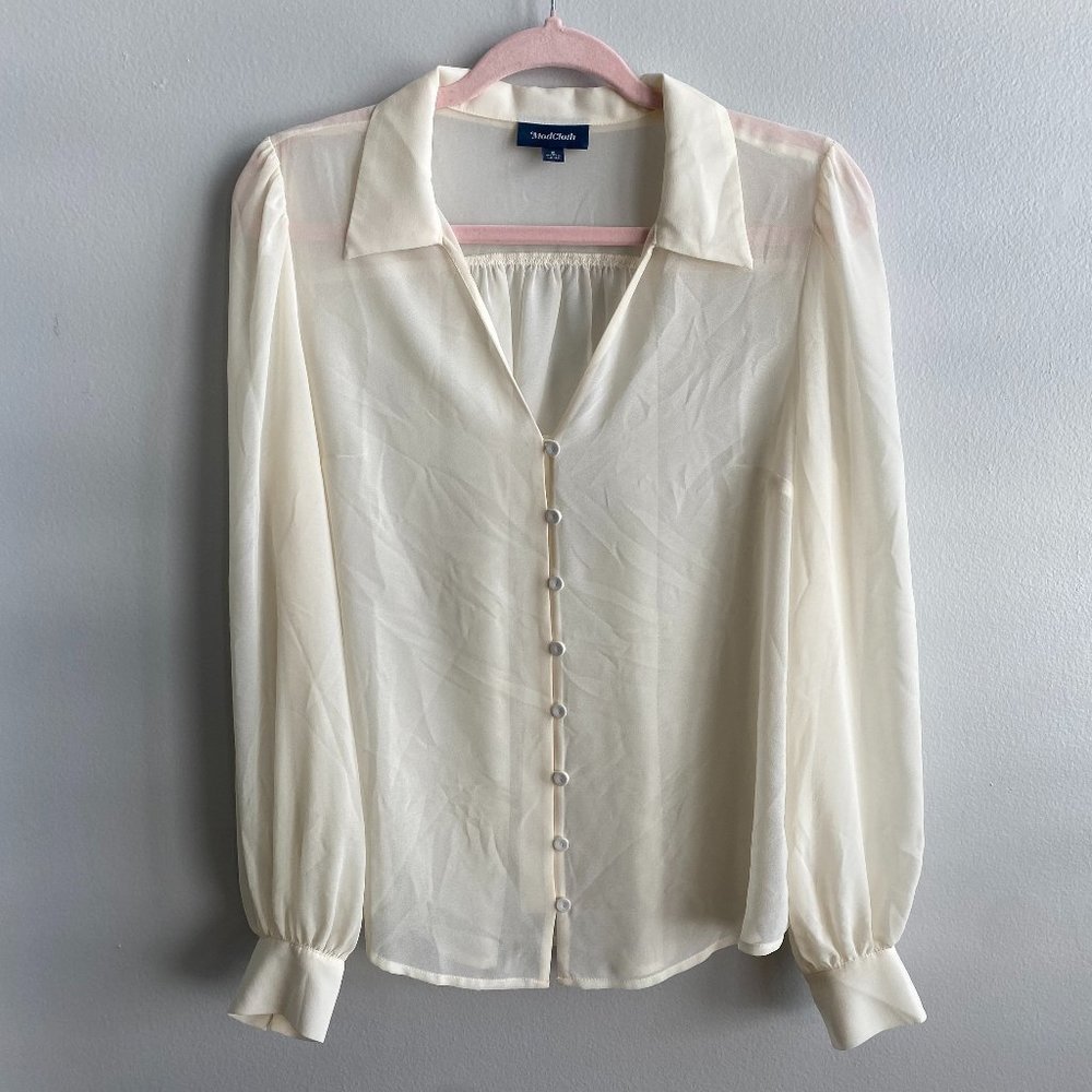 NWOT ModCloth button down long sleeve off white shirt